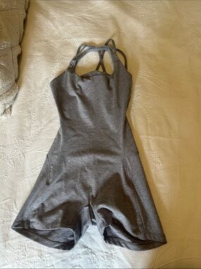 Womens Gray Athletic One-Piece Romper